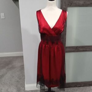 1990's Vintage Red & Black Coldwater Creek Sleeveless Midi Dress size 12 NWT